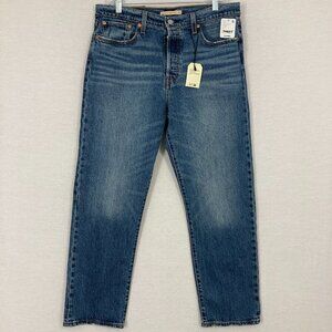 New‎ Levi's Premium Medium Wash Button Fly Ribcage Straight Ankle Jeans size 32